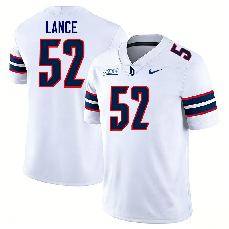 Duquesne Dukes #52 Carter Lance College Football Jerseys,Uniforms Stitched-White
